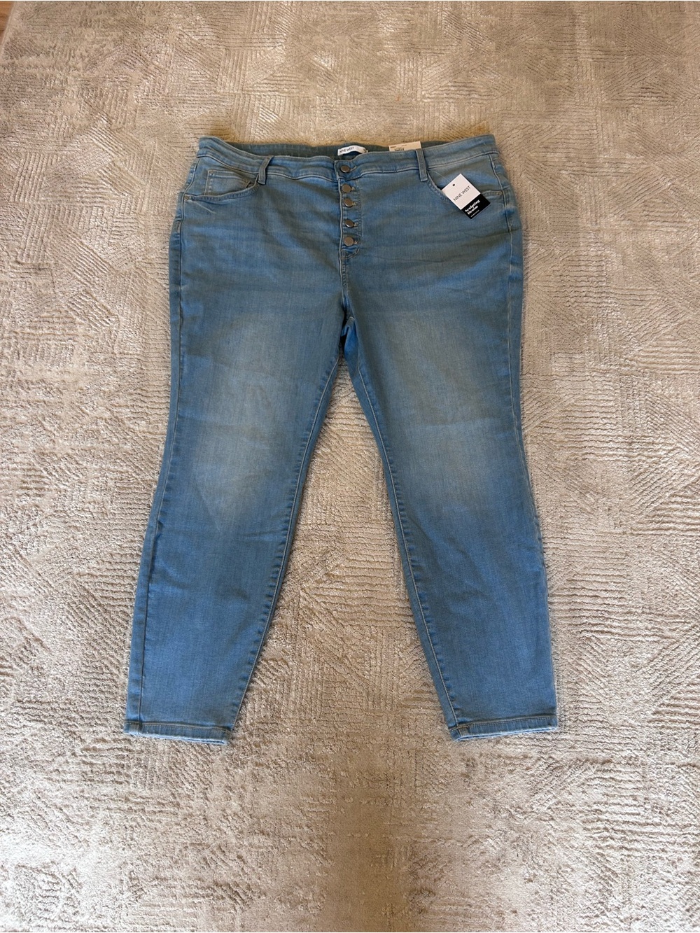 Nine West Light Blue High-Rise Cropped Button-Fly Jeans